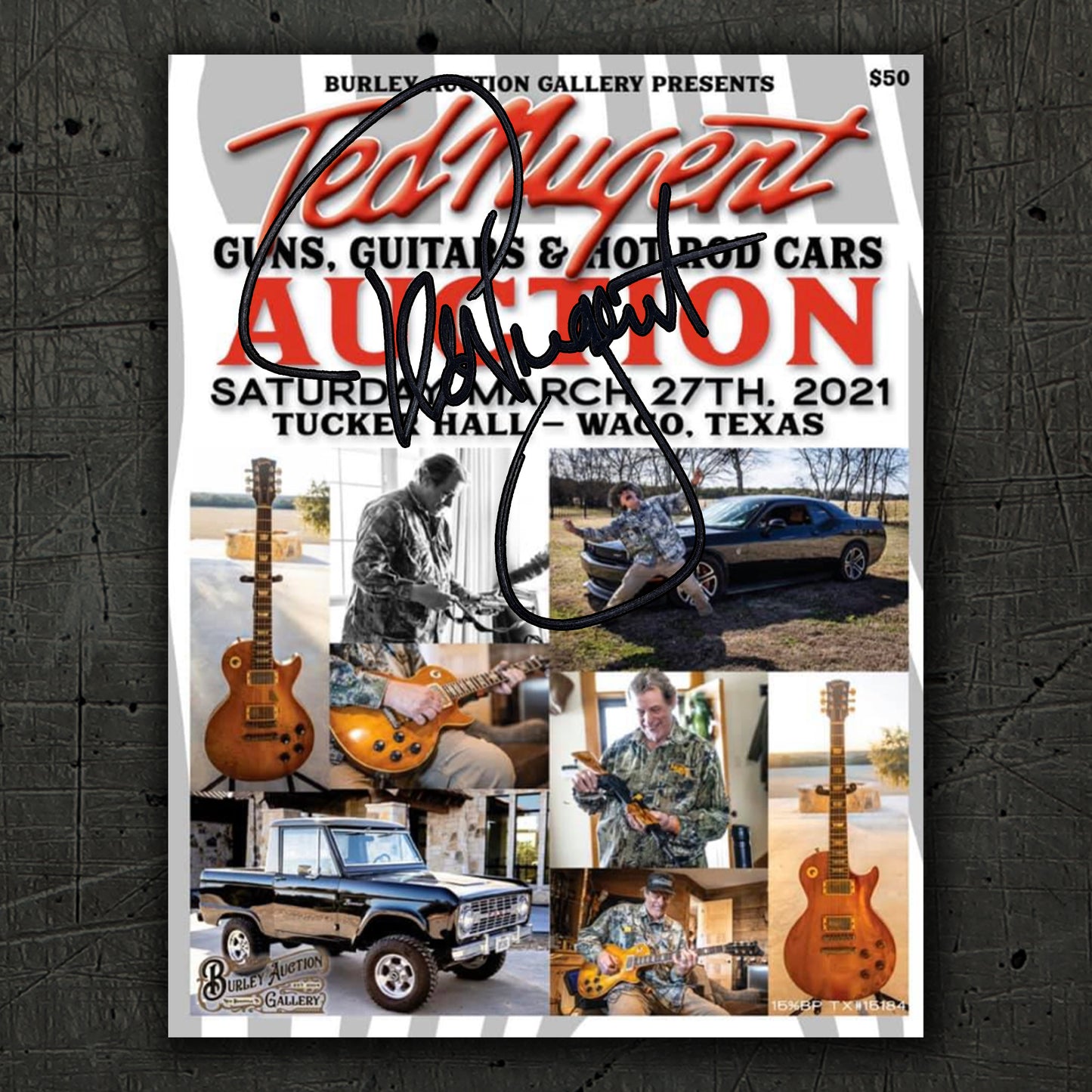 SIGNED Ted Nugent Guns, Guitars & Hot Rod Cars Auction Catalog Book